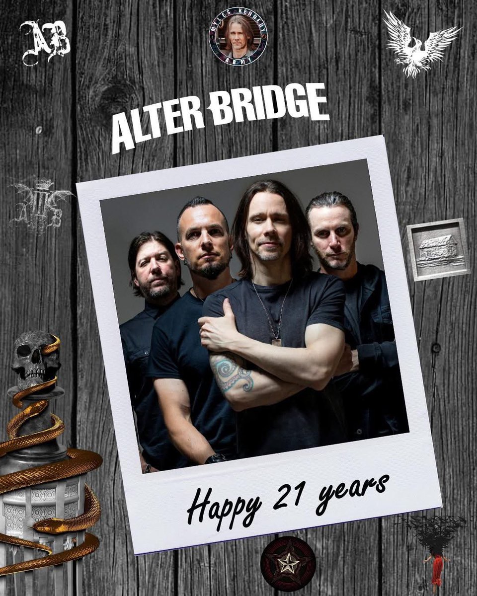 21 years ago, on this day, we formed Alter Bridge! Thanks to all our fans for sticking with us and we are going to record a new album this year! Very excited for the future!