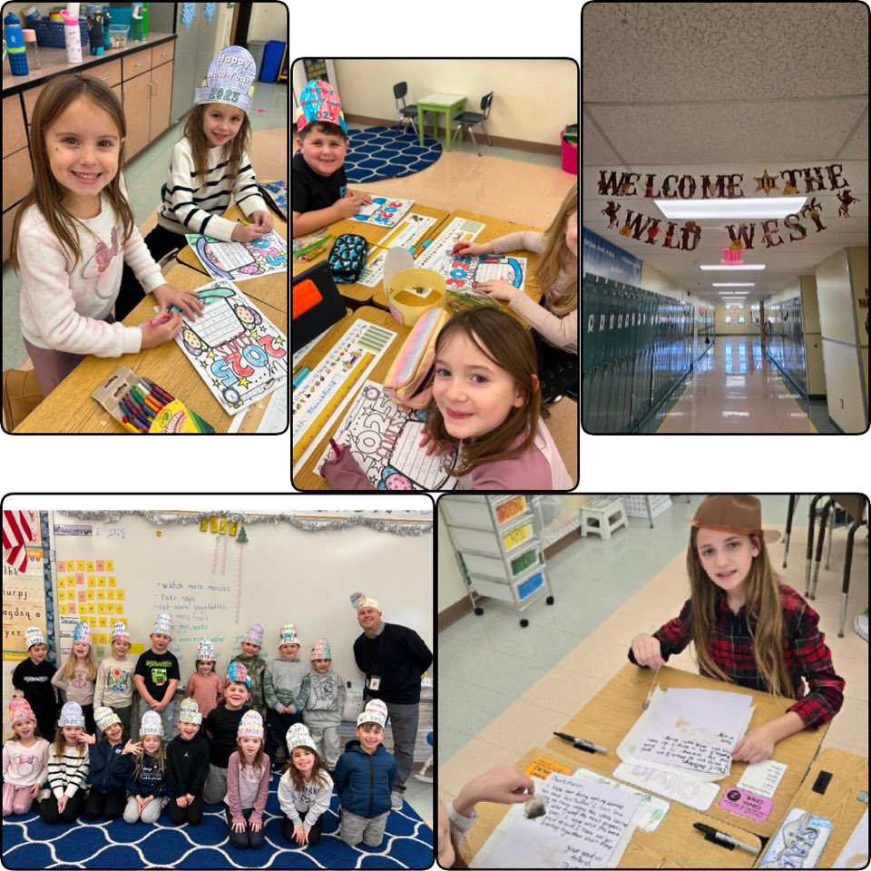 Last week, our Bulldogs returned from break to some awesome activities! Pictured here are our first graders setting new goals for the new year and our 5th graders were immersed in the Wild West as they launched a brand new unit in language arts! #WorkHardBeKindGoBulldogs
