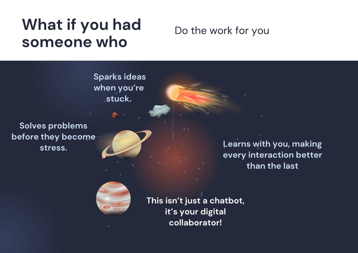 Zara616863's tweet image. 🤖 Your New Partner in Possibilities! 🤖

What if you had someone who:
💡 Sparks ideas when you’re stuck.
⚡ Solves problems before they become stress.
🌟 Learns with you, making every interaction better than the last.

#AIReimagined #InnovationInAction #DigitalCollab