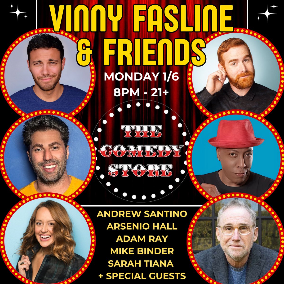 Vinny Fasline (@vinnyfasline) on Twitter photo Monday <a href="/TheComedyStore/">The Comedy Store</a> with <a href="/CheetoSantino/">ANDREW SANTINO</a> <a href="/ArsenioHall/">Arsenio Hall</a> <a href="/adamraycomedy/">Adam Ray</a> <a href="/sarahtiana/">sarahtiana.bsky.social</a> <a href="/MikeBinderjokes/">Mike Binder</a> showclix.com/event/fasline-… Monday <a href="/TheComedyStore/">The Comedy Store</a> with <a href="/CheetoSantino/">ANDREW SANTINO</a> <a href="/ArsenioHall/">Arsenio Hall</a> <a href="/adamraycomedy/">Adam Ray</a> <a href="/sarahtiana/">sarahtiana.bsky.social</a> <a href="/MikeBinderjokes/">Mike Binder</a> showclix.com/event/fasline-…