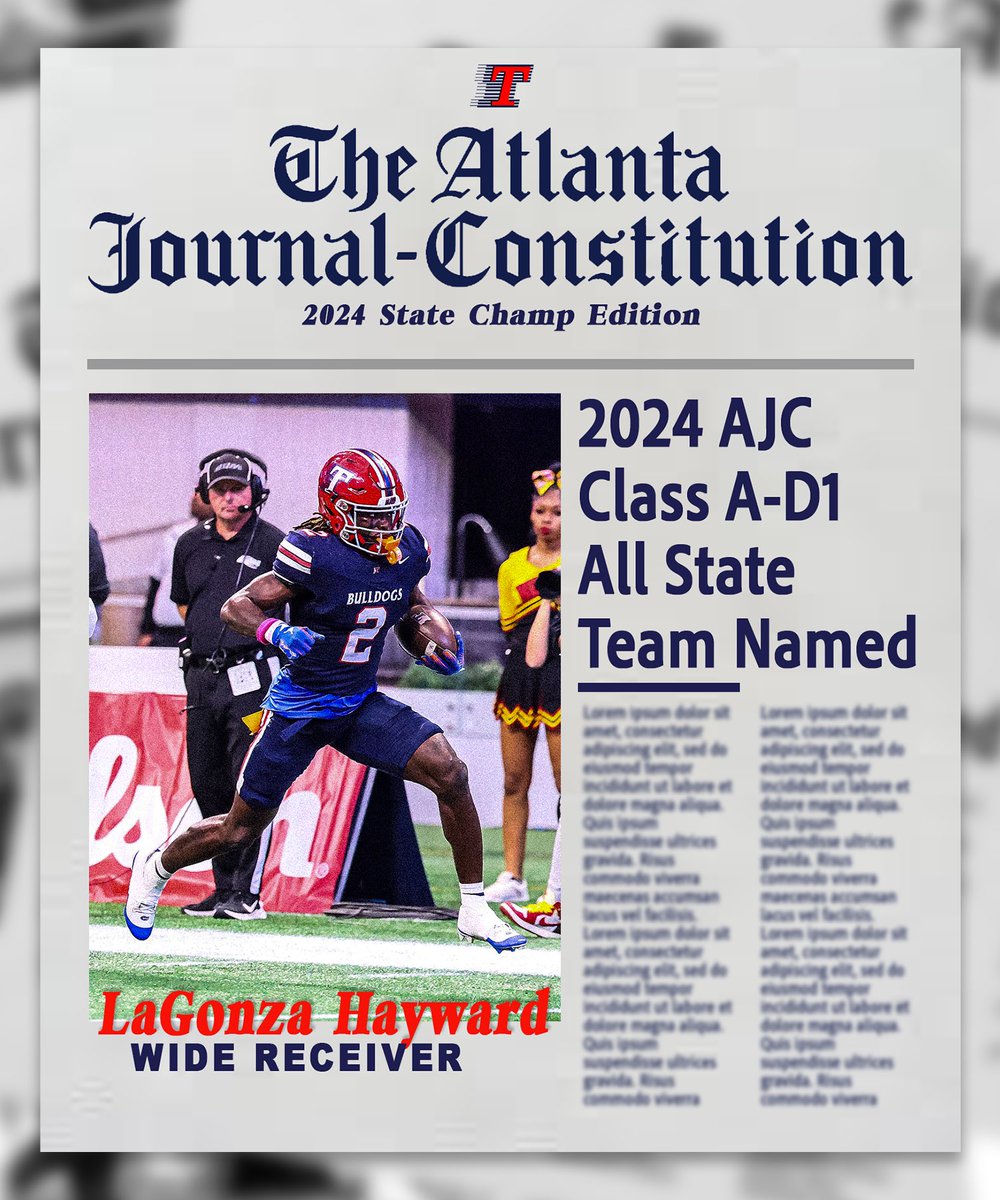 Toombs Football (@toombsfootball1) on Twitter photo Extra! Extra! The AJC has announced their 2024 All-State team and some of your favorite Dogs are on the list!
Congrats to 2024 AJC Class A D1 WR: Lagonza Hayward! <a href="/LagonzaJr/">Lagonza “SH@EDY🐺”Hayward jr</a> Extra! Extra! The AJC has announced their 2024 All-State team and some of your favorite Dogs are on the list!
Congrats to 2024 AJC Class A D1 WR: Lagonza Hayward! <a href="/LagonzaJr/">Lagonza “SH@EDY🐺”Hayward jr</a>