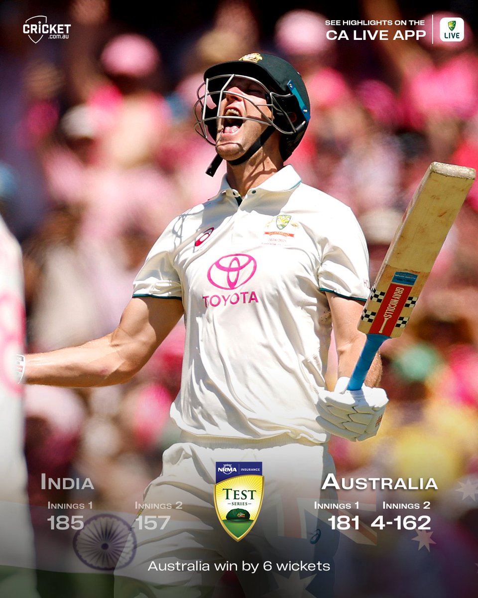 10 years in the making! 

Australia reclaims the Border-Gavaskar Trophy: cricketa.us/3BVG6lQ