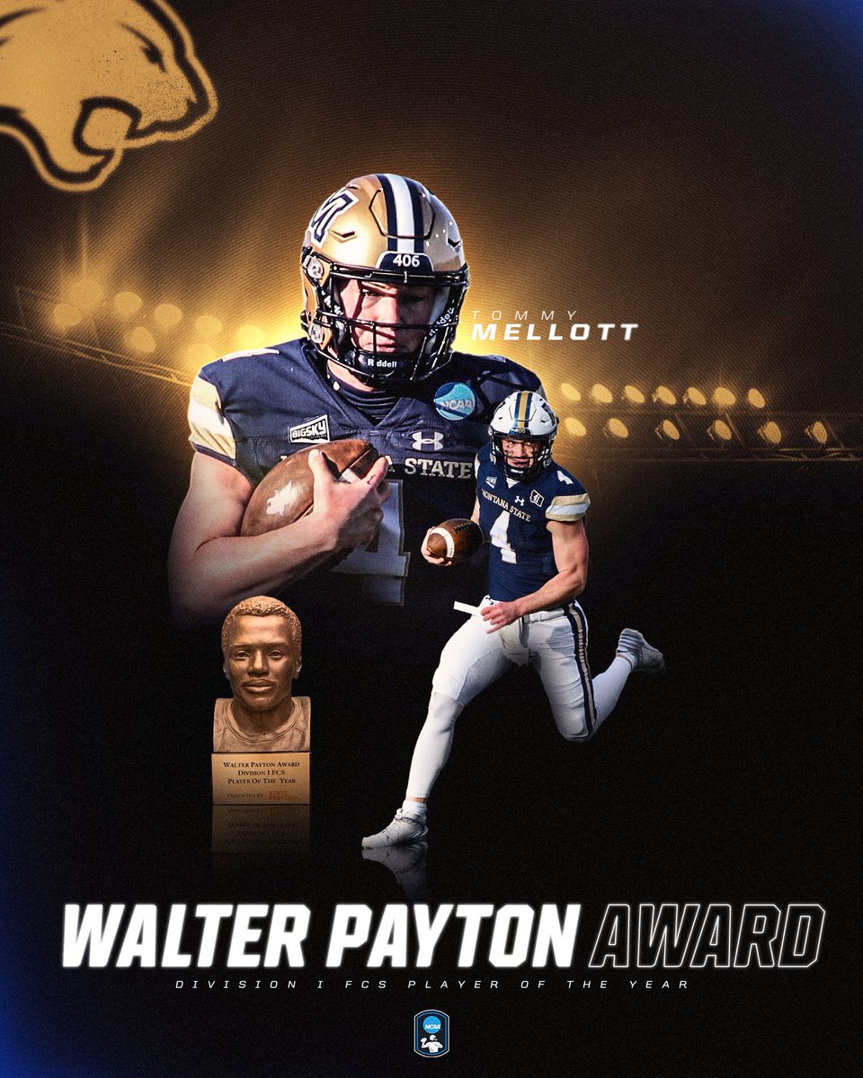 NCAA FCS Football (@ncaa_fcs) on Twitter photo .<a href="/Tommy_Mellott/">Tommy Mellott</a> OF <a href="/MSUBobcats_FB/">Montana State Football</a> IS THE 2024 WALTER PAYTON AWARD WINNER ππ
#FCS .<a href="/Tommy_Mellott/">Tommy Mellott</a> OF <a href="/MSUBobcats_FB/">Montana State Football</a> IS THE 2024 WALTER PAYTON AWARD WINNER ππ
#FCS