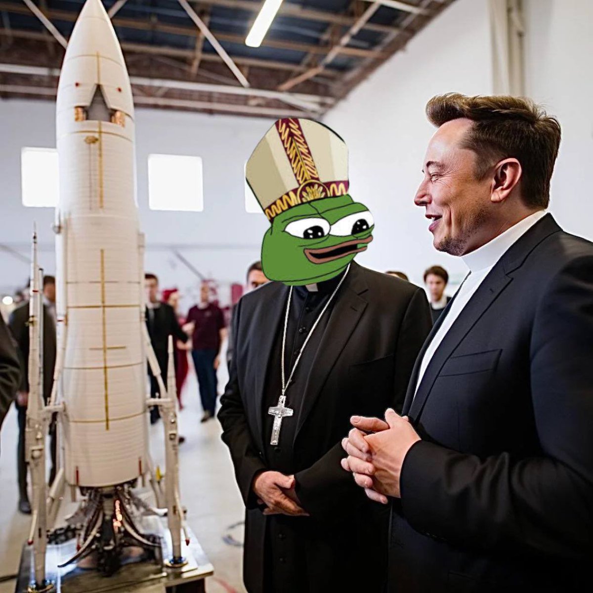 solPopepe's tweet photo. @elonmusk and I are going to send this to the mooooon 🚀 $Popepe https://t.co/sAseOUgzqw