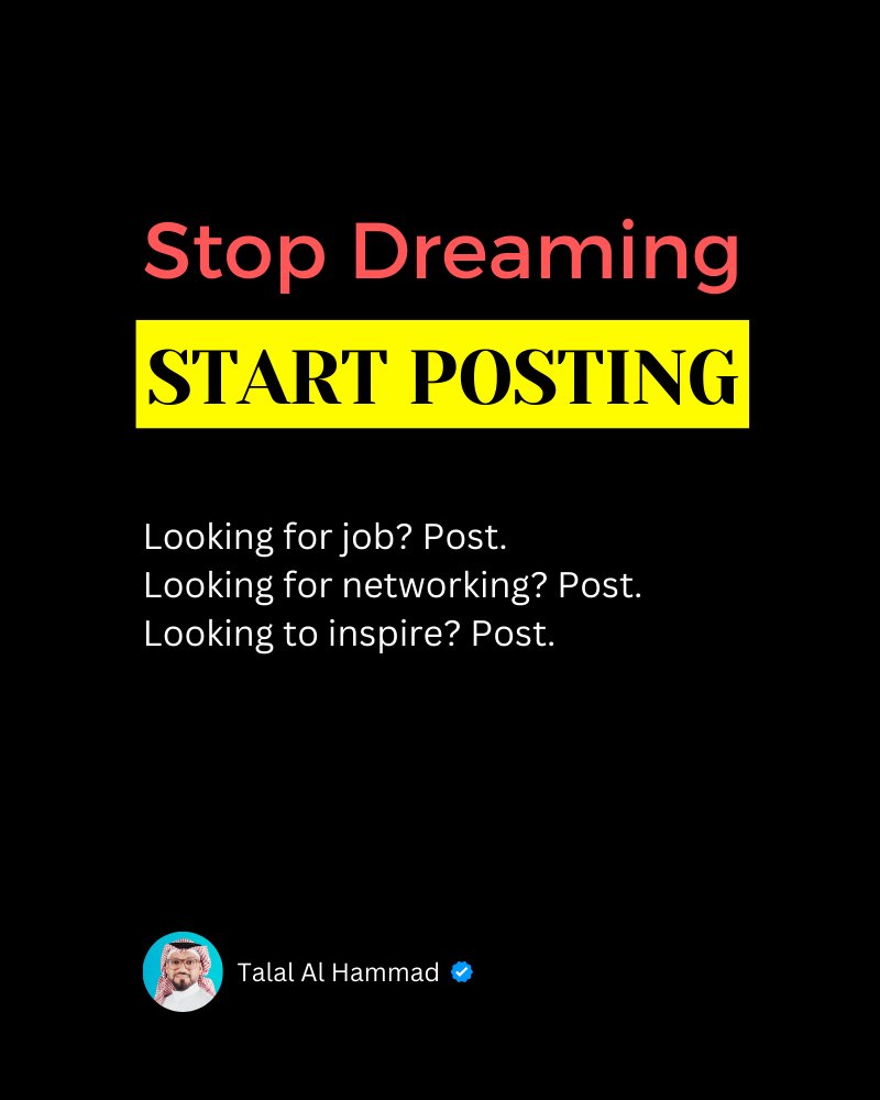 إذا سألتني عن نصيحة للسنة الجديدة، بقول لك: لا تكتفي بالأحلام!
اكتب، انشر، واصنع محتوى في مجالك باستمرار، وبتشوف نتائج تفوق توقعاتك.
سواء كنت رائد أعمال تسعى لجذب استثمارات أو لتسويق منتجك، خريج جديد تبحث عن وظيفة، أو شخص حاب يوسع علاقاته الاجتماعية، حافظ على تقديم محتوى قيّم