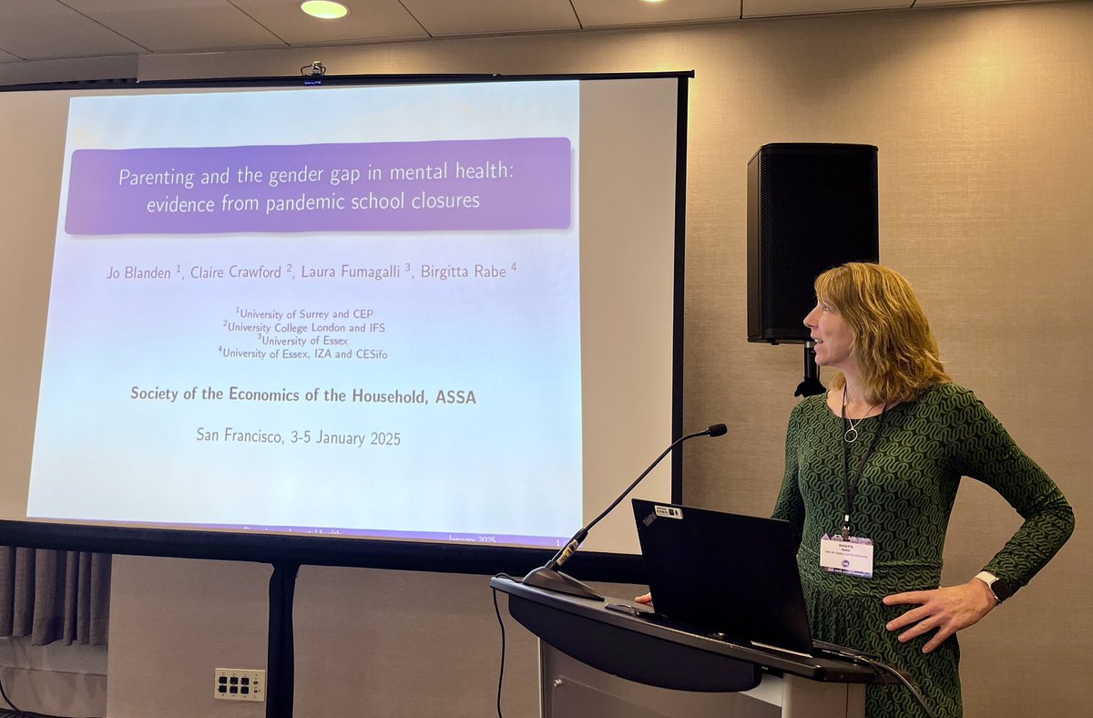 Birgitta Rabe @rabe-b.bsky.social (@rabe_b) on Twitter photo Great inaugural SEHO session at #ASSA2025. Presented on mental health effects of parenting (with <a href="/JoBlanden/">Jo Blanden</a>, <a href="/claire_l_crawf/">Claire Crawford</a>, <a href="/LauraFumagall17/">Laura Fumagalli</a>). Great inaugural SEHO session at #ASSA2025. Presented on mental health effects of parenting (with <a href="/JoBlanden/">Jo Blanden</a>, <a href="/claire_l_crawf/">Claire Crawford</a>, <a href="/LauraFumagall17/">Laura Fumagalli</a>).