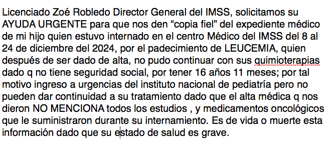ilsegarc's tweet photo. @zoerobledo @Tu_IMSS Solicitamos ayuda urgente para acceder al expediente médico de mi primo. Los médicos del INP lo requieren para continuar con sus quimioterapias. 🙏⚠️⚠️⚠️ 
Ayúdenme con RT por favor https://t.co/3d0US9c5Jb