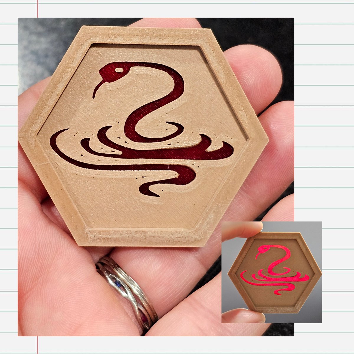 makeitmodit3d's tweet image. What do you do with the random wood filament you've had forever? Add Blood of My enemies for light to shine through &amp;amp; viola! LnY wood snakes! 

Some of these will be magnets, and some will just be tokens.