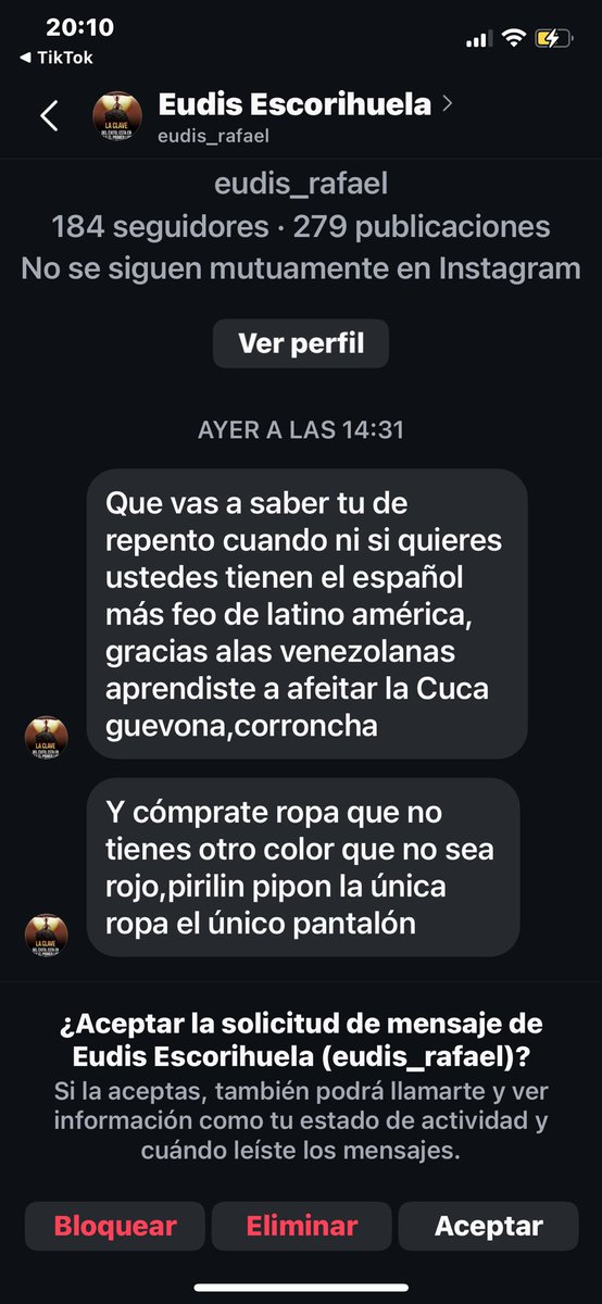 QColoradac's tweet photo. Ayer hice un video en TikTok donde le respondí a un venezolano que se burla de como somos los chilenos y que también insultan por que somos fomes y que están aburridos de este pais tan apagado etc 
El video se viralizo y recibí  como 500 mensajes así .
No me interesa yo sigo diciendo que la peor migración que llego a nuestro país es la venezolana, gente que tiene cero empatía y respeto por el país que lo acogió ,  no lo digo yo lo dicen ya muchos países de america