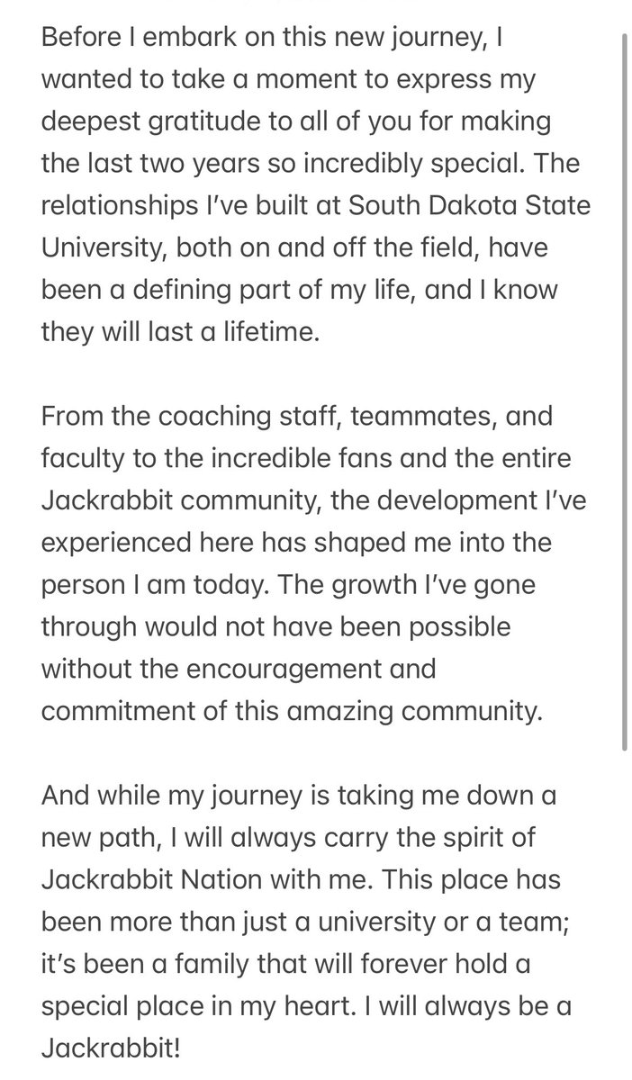 Thank you, Jackrabbit Nation
