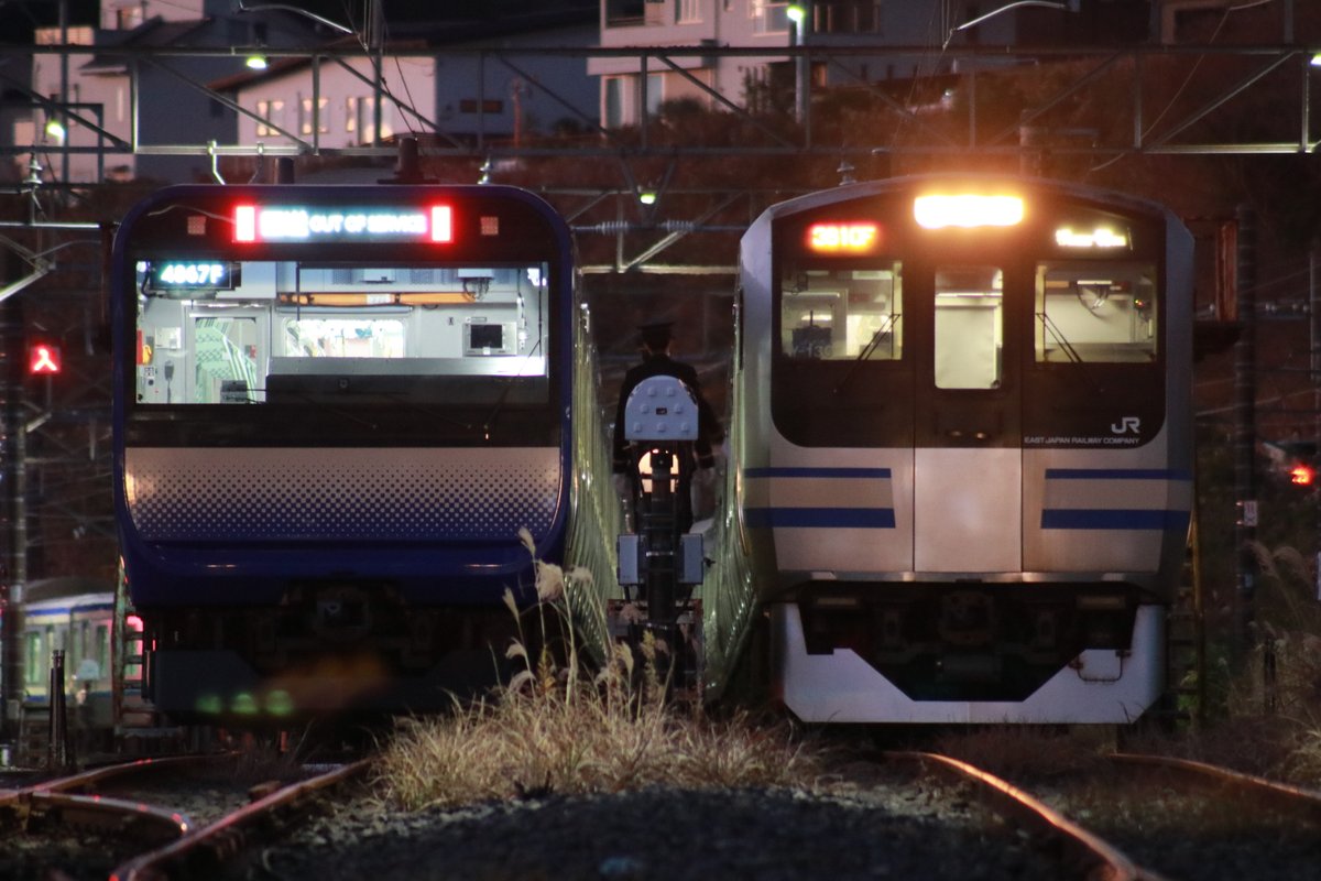 3月改正前の引退が予想されるE217系。早朝の上総一ノ宮で停泊した編成