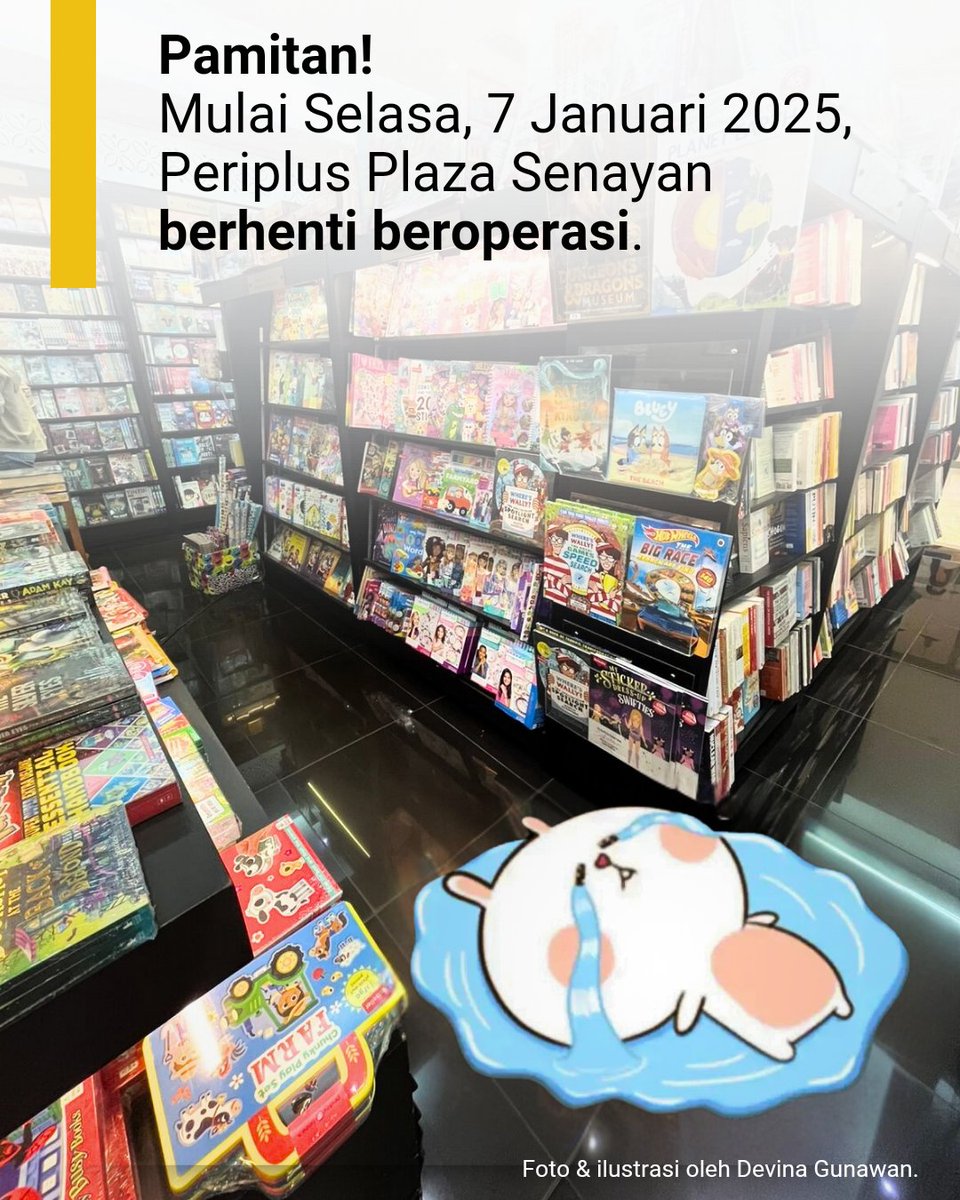 Periplus_Store's tweet image. Kami pamit. 

Semoga kenangan manis di antara kita tetap terjalin dalam rasa dan asa. Mohon doanya agar selalu terus ada harapan untuk semakin tegarnya kita berlayar di Samudera literasi—sebuah utasan.
