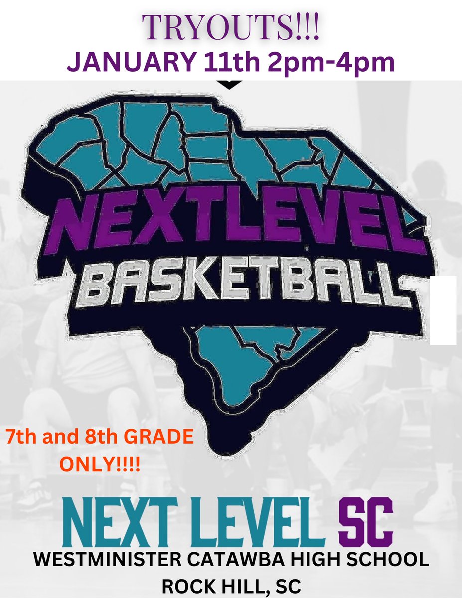 TheNextLevelSC's tweet image. Tryouts for the 7th and 8th Grade 🏀Teams in NC/SC..... 

Next Level SC is based out of Rock Hill, SC 

@BigShotsGlobal @Phenom_Hoops
@madehoops @PrepHoopsSC 

#NoPolitics 
#Development
#TeachtheGame
#Stackdays