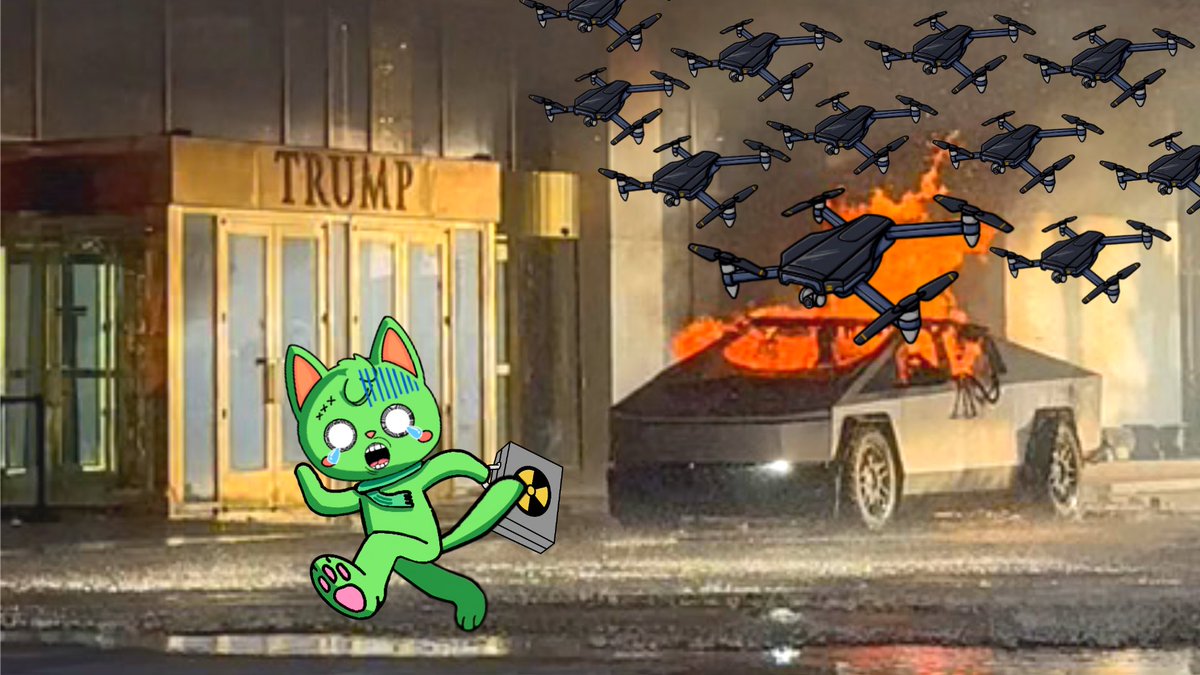 gooberonsolana's tweet photo. The Tesla truck explosion at Trump Tower? Just a distraction. 👀

While the headlines focused on the blast, the drones were closing in on their real target: Goober, sprinting with the briefcase. 🌀

Whatever he’s carrying, they don’t want us to know. Stay tuned. 🛸🍿

#TeslaExplosion #TrumpHotel #GOOBER #conspiracytheory #drones