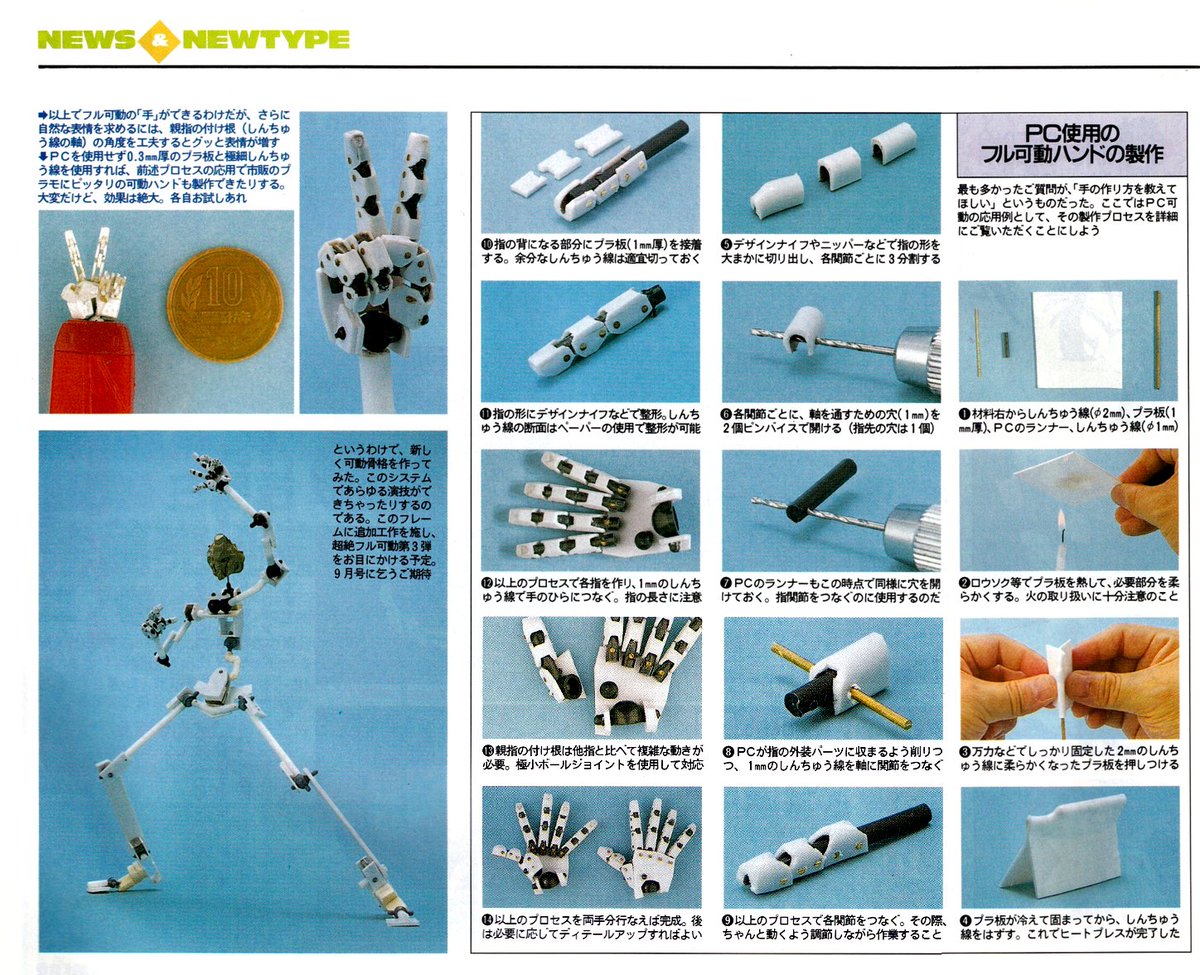 matu　60cmで制作 約30年前のニュータイプ誌に掲載の「フル可動ハンドの作り方」を