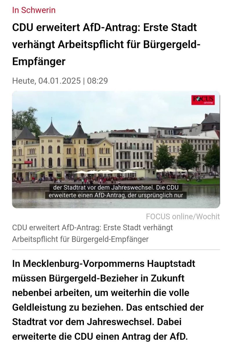 watch_union's tweet photo. Die #AfD stellt in Schwerin einen Antrag auf Zwangsarbeit für Geflüchtete.
Der #CDU gefällt das so gut, dass sie noch einen drauf setzt und den Antrag erweitert:
Zwangsarbeit für alle.
Wer #Bürgergeld bezieht, wird zur Arbeit gezwungen. https://t.co/Op1h7j15nr