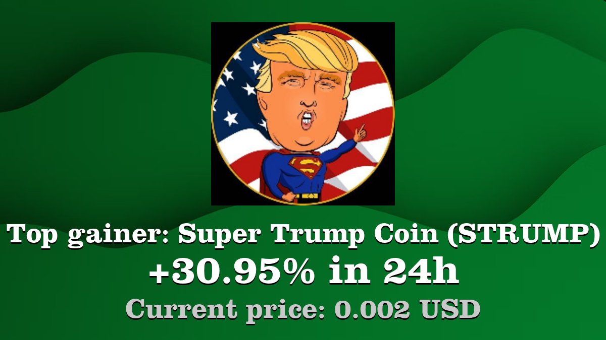 Coinwink's tweet photo. Top gainer: #SuperTrumpCoin #STRUMP $STRUMP increased by 30.95% in 24h! Create your STRUMP #crypto alert: https://t.co/e938a0zx76 https://t.co/SCPCSi5MHI