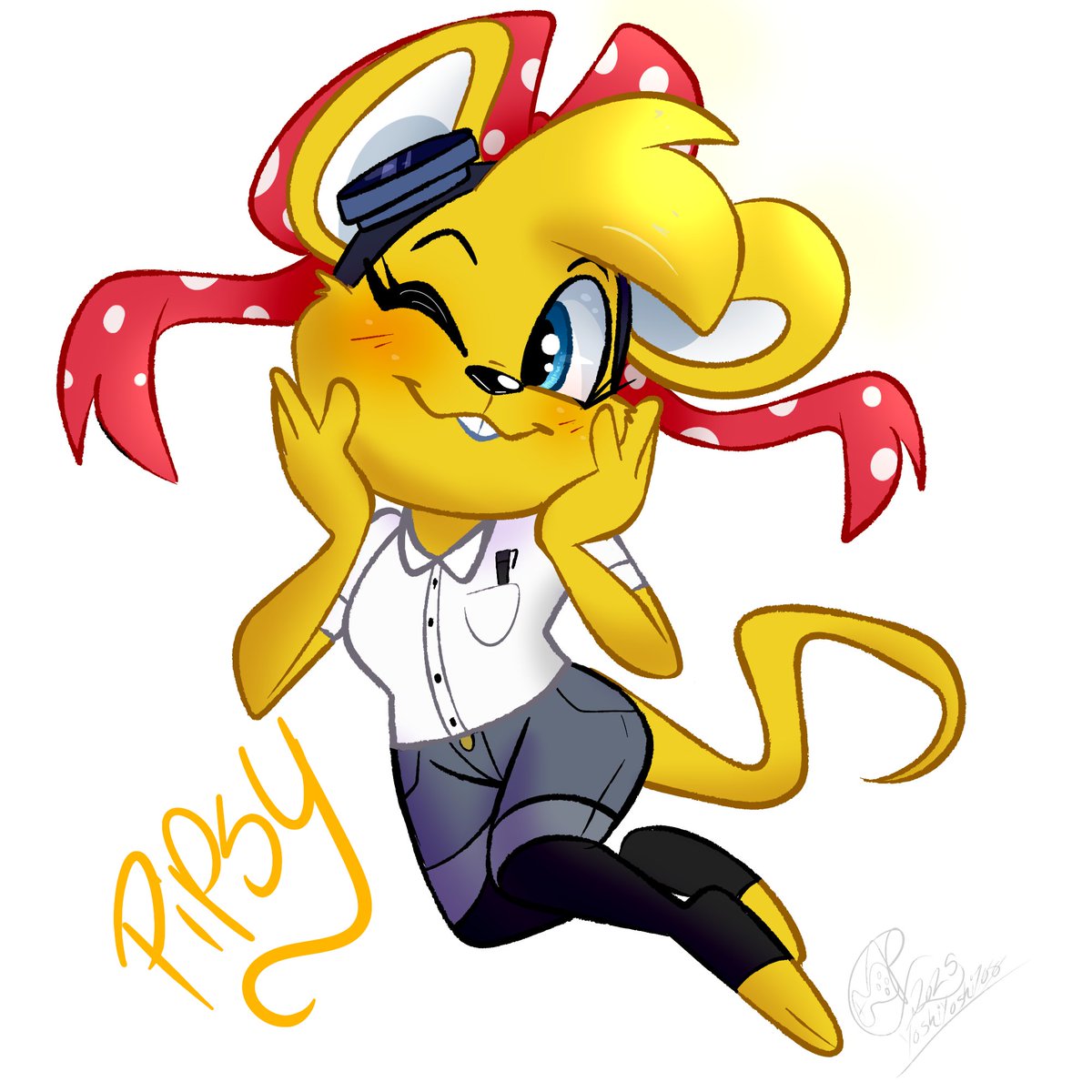 TheArtYoshi's tweet photo. First fanart of the year
and its my fav #diddyKongRacing character Pipsy 💛
(or at least my Conker's BFD AU of her hehe )
#rareware #Pipsy https://t.co/qBuA9FaHnL