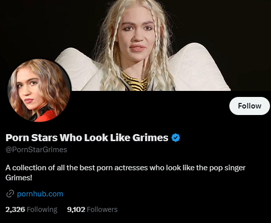 jeremysmiles's tweet photo. 🚫 @AdrianDittmann is no longer following "Porn Stars Who Look Like Grimes" https://t.co/CXCyP4qEBl