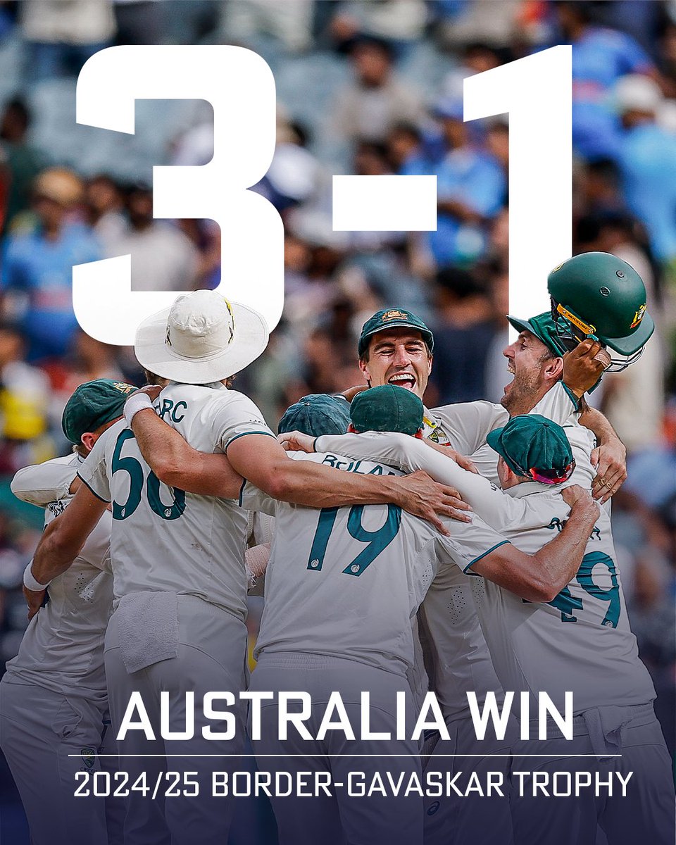 After five gruelling Tests, Australia have won back the Border-Gavaskar Trophy over India in EMPHATIC style 😍

They now hold every single bilateral trophy they play for in world cricket 🏆

✍️ MATCH REPORT bit.ly/4gZGwGL
🔢 FINAL SCORECARD bit.ly/41TNSY3