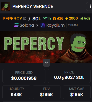 pepercysol's tweet photo. Dexscreener Trending #16

mmmmmmmmmmmm For the Glory of Percy and Pepe

$PEPERCY https://t.co/sSHq7OhLy8
