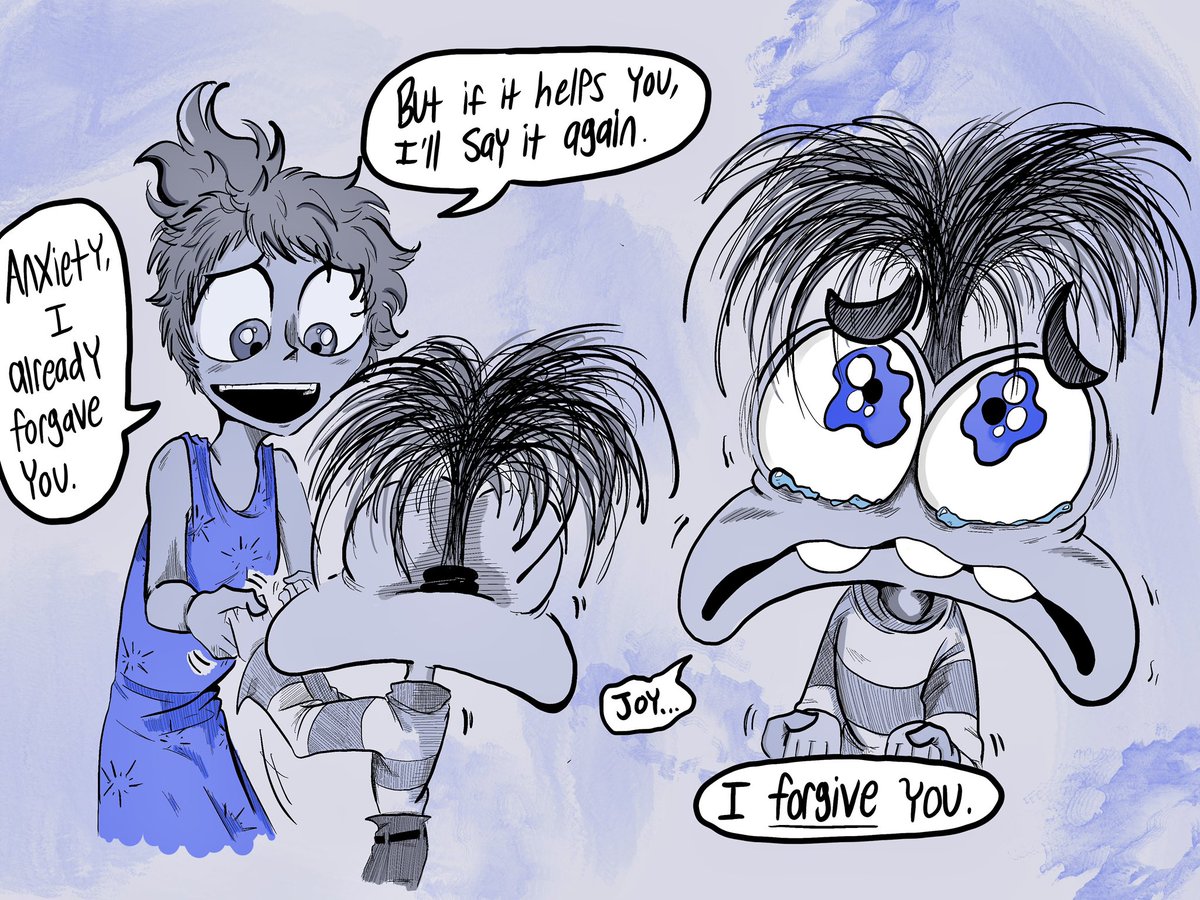 Anxiety sometimes feels horrible for what she did when she arrived…But Joy ALWAYS reassures her that everything is okay 💙 #insideout2 #Joy #Anxiety #Joyxiety