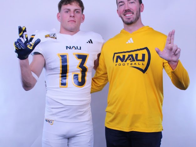 Thank you to the whole coaching staff <a href="/NAU_Football/">NAU Football</a> for the Official Visit! <a href="/JDiMinno/">Jerry DiMinno</a> <a href="/TimRoschmann/">Tim Roschmann</a> @Coach_Romero8 <a href="/CoachB_Larson/">Bryan Larson</a> <a href="/Coach_Cheatwood/">Aaron Cheatwood</a>