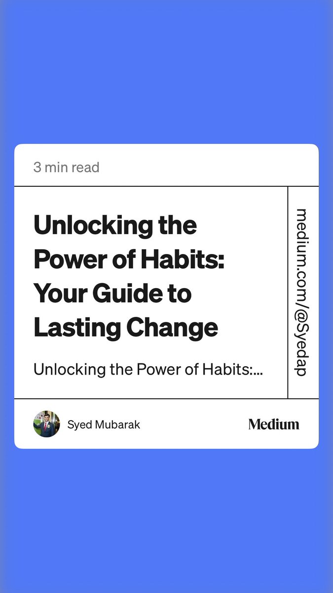 Syedap's tweet photo. “Unlocking the Power of Habits: Your Guide to Lasting Change” by Syed Mubarak #personaldevelopment #mindset #attitude #social  https://t.co/gBwvTZ4gFL https://t.co/81Dhaw7ZXq