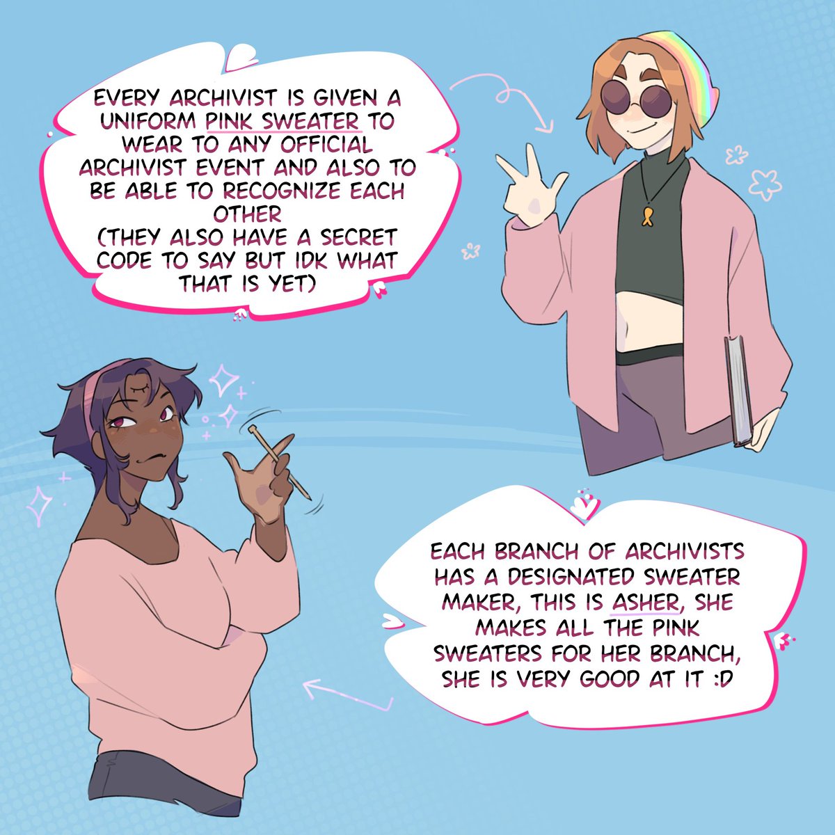 localveggietabl's tweet photo. meet the PSAs, a fictional archivist group within the universe of my comic, Flower's Archive. 
(learn more about them in my comic on webtoon) https://t.co/AA4haBbJV0