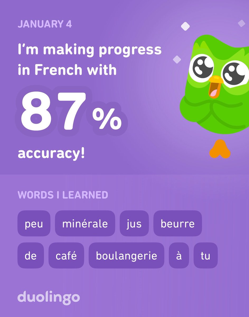 FJPalacioD's tweet photo. I’m learning French on Duolingo! It’s free, fun, and effective. https://t.co/EUitQsNwFM