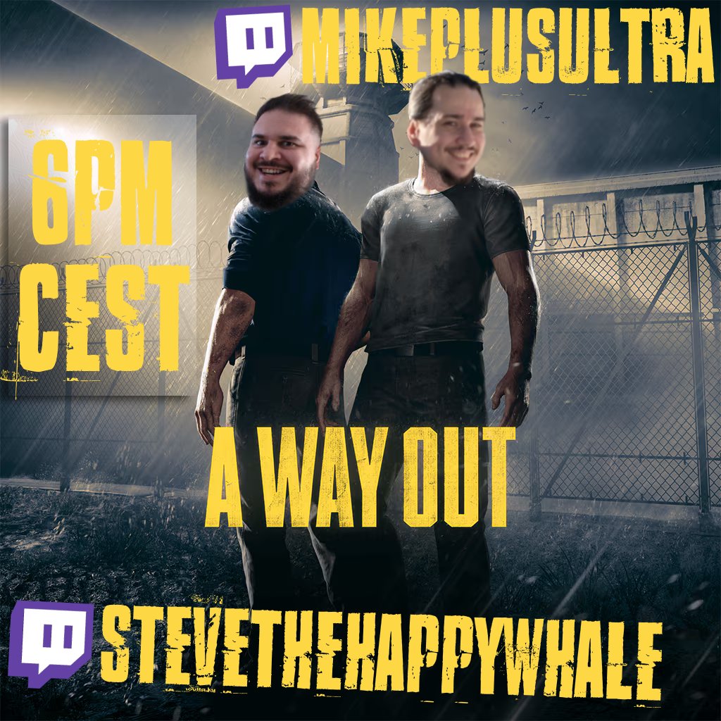 Hey friend! 
The Holiday break is over!
Co-streaming "A Way Out" with my friend <a href="/MikePlusUltra/">MikePlusUltra</a> for the first time tomorrow @ 6pm cest
See you there for some good laughs 👋