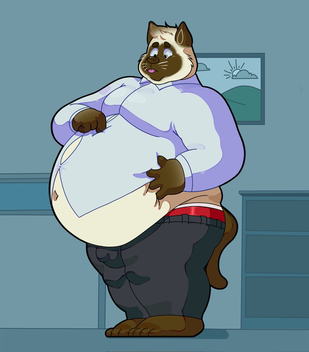 "I shouldn't have eaten so much"
•
•
•
First drawing of the year, I wanted to publish it on New Years but I couldn't, well I made this drawing to practice this style that I've been doing for a while. 
#fatfurry #furryfat #Chubby