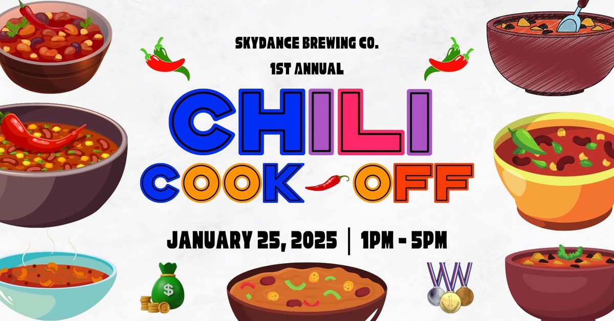 🌶️ Chili Cook-off! 🌶️ 
Who thinks they have what it takes to win it all? Just like to eat chili? Join us on January 25th to try all the chili you can eat and vote for your favorite!
$500 cash prize
$10 Entry Fee 
Sign up here: 
products.spothopperapp.com/checkout?spotI…