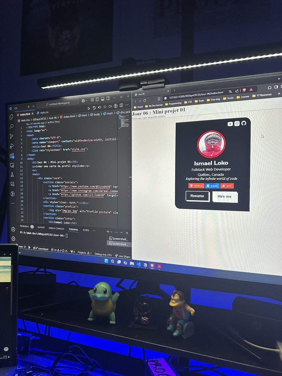 dereal_ismael's tweet image. Jour 06/30 : Mini Projet [Carte de profil stylisée] 

Aujourd’hui,  je crée une carte de profil stylisée.
-Code : github.com/Lil-Code30/30D…

#CSSChallenge #30DaysOfCSS #LearnCSS