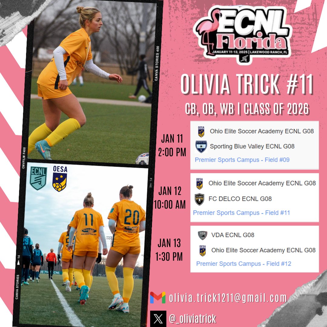 Olivia Trick 2026 (@_oliviatrick) on Twitter photo Can’t wait to compete in #ECNLFL 🌴next weekend! Come out and watch our Ohio Elite U17 ECNL Team‼️⬇️ <a href="/ImYouthSoccer/">ECNL/GA/Recruiting/College Soccer</a> <a href="/ECNLgirls/">ECNL Girls</a> <a href="/ECNLOhioValley/">ECNL Ohio Valley Conference</a> <a href="/ohioelite/">Ohio Elite Soccer Academy</a> <a href="/ImCollegeSoccer/">College Soccer Truth ™</a> <a href="/G2CollegeSoccer/">Go 2 College Soccer</a> <a href="/TheSoccerWire/">SoccerWire</a> <a href="/PrepSoccer/">Prep Soccer ⚽️</a> Can’t wait to compete in #ECNLFL 🌴next weekend! Come out and watch our Ohio Elite U17 ECNL Team‼️⬇️ <a href="/ImYouthSoccer/">ECNL/GA/Recruiting/College Soccer</a> <a href="/ECNLgirls/">ECNL Girls</a> <a href="/ECNLOhioValley/">ECNL Ohio Valley Conference</a> <a href="/ohioelite/">Ohio Elite Soccer Academy</a> <a href="/ImCollegeSoccer/">College Soccer Truth ™</a> <a href="/G2CollegeSoccer/">Go 2 College Soccer</a> <a href="/TheSoccerWire/">SoccerWire</a> <a href="/PrepSoccer/">Prep Soccer ⚽️</a>