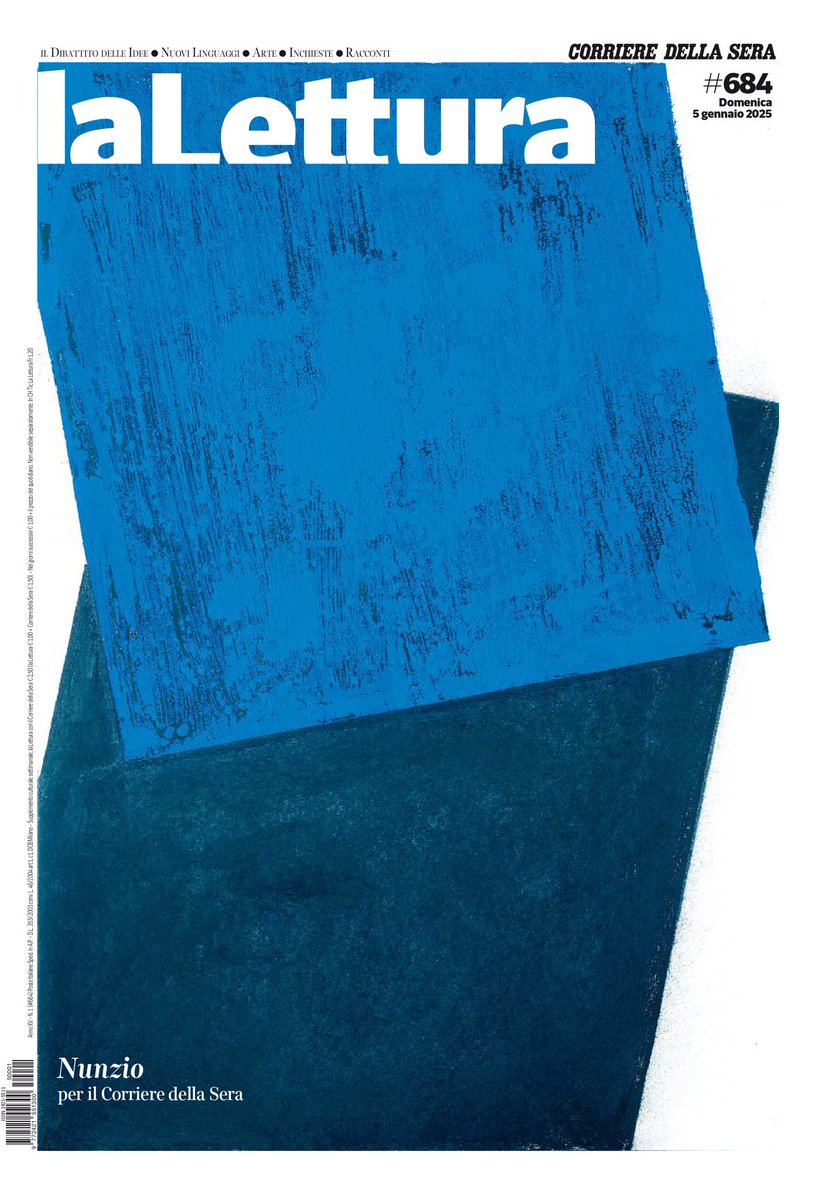 severinocolombo's tweet image. Nel blu dipinto di blu c’è @La_Lettura 

Il nuovo numero de «la Lettura» è oggi nell’App e in edicola con il @Corriere . 

Con #matteobussola #gorizia #confini #capodoglio #danielkraus #alessiagazzola #nicolekidman #keithjarrett #eshkolnevo #tomiungerer

La copertina è di #Nunzio