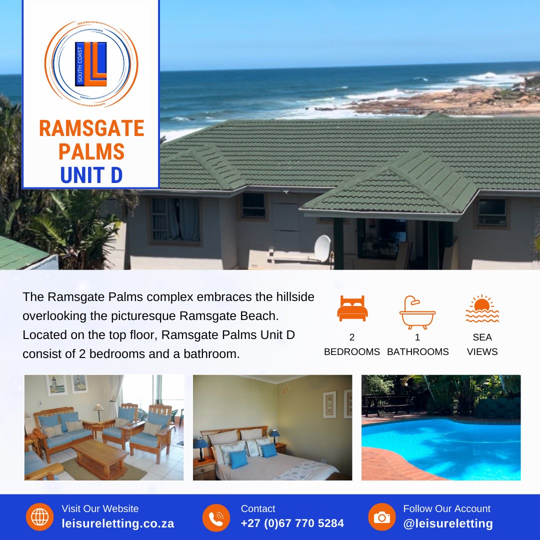 LeisureLetting's tweet photo. 🌊✨ Ramsgate Palms – Unit D: Your Perfect Beach Retreat! ✨🌊

Perched on the top floor, Unit D offers stunning sea views and is just a short stroll from the beautiful Ramsgate Beach. This cozy and well-equipped unit is ideal for a peaceful family getaway or a romantic escape. https://t.co/GTau2d5RDu
