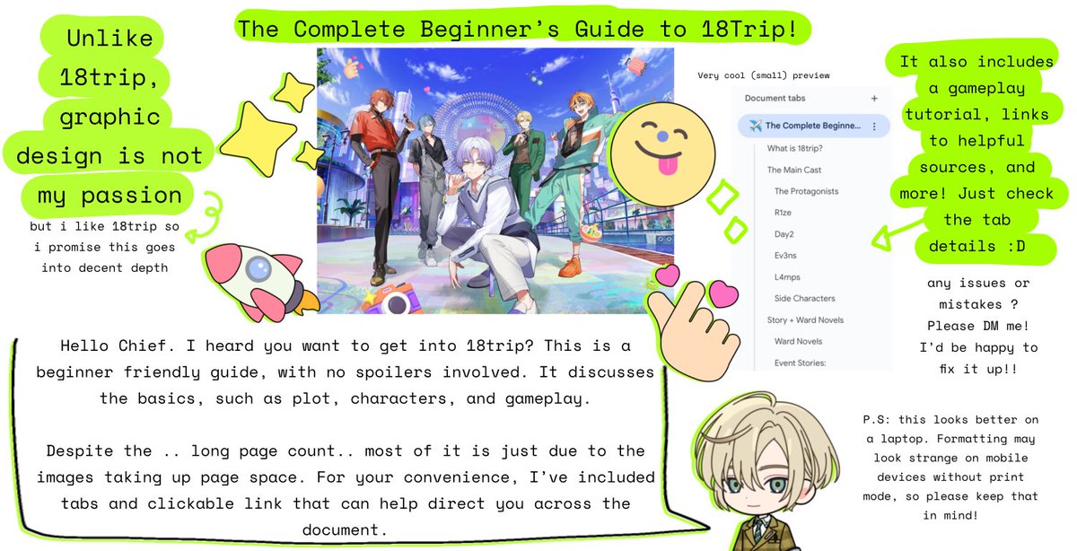HIII EVERYONE.. my big surprise A VERY.. VERY BIG AND COMPLETE BEGINNER’S GUIDE TO 18TRIP!!

Please ignore my graphic skills, I have been working on this for a full 10 hours+ straight. Please read the graphic for more info ✈️

Link to the document will be included below!!
