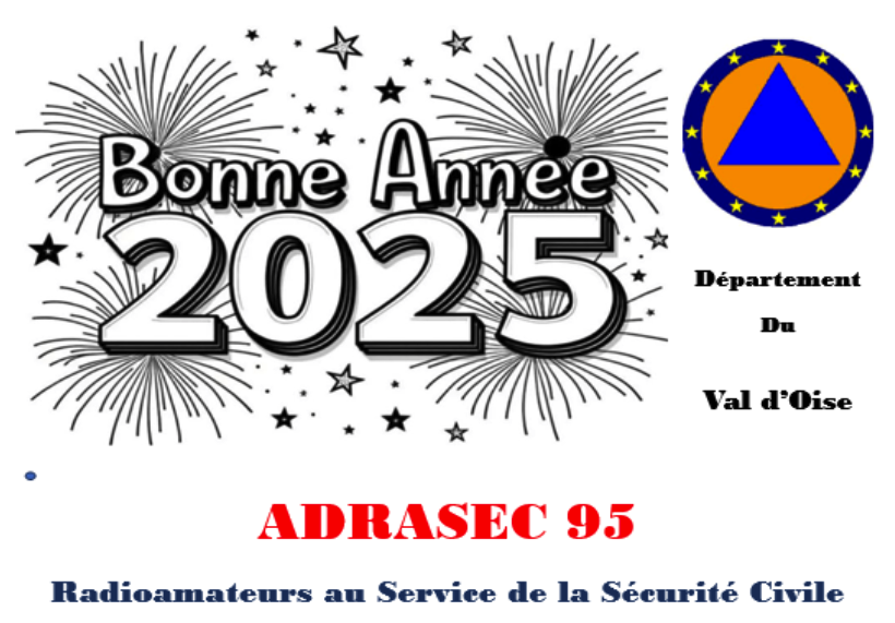 ADRASEC95's tweet photo. L'équipe de l'@ADRASEC95, vous présente ces meilleurs voeux pour l'année 2025. 

#radioamateur #securitecivile #fnrasec #hamradio https://t.co/o9dcaUA9rx