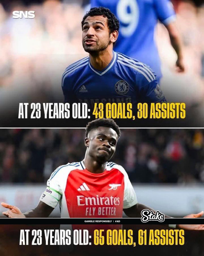 selormafc's tweet photo. Bukayo Saka deserves some more respect, he has every potential to do times two of what Mohammed Salah has done with his football career so far!  🫡🔥 https://t.co/votfNroGpL