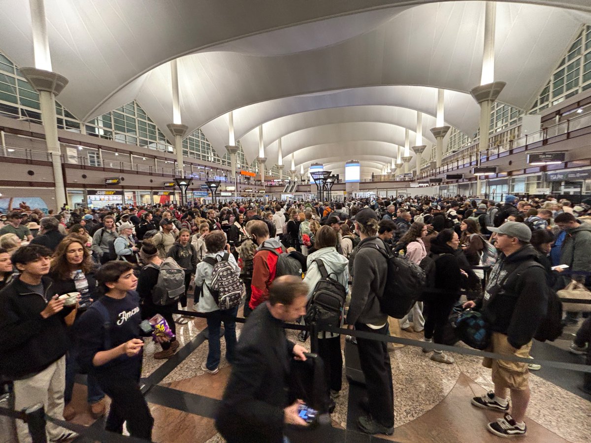 Most insane security line at <a href="/DENAirport/">Denver Int'l Airport</a> and <a href="/TSA/">TSA</a> Precheck is closed an hour before they’re supposed to. Is <a href="/VailResorts/">VailResorts</a> running this operation?