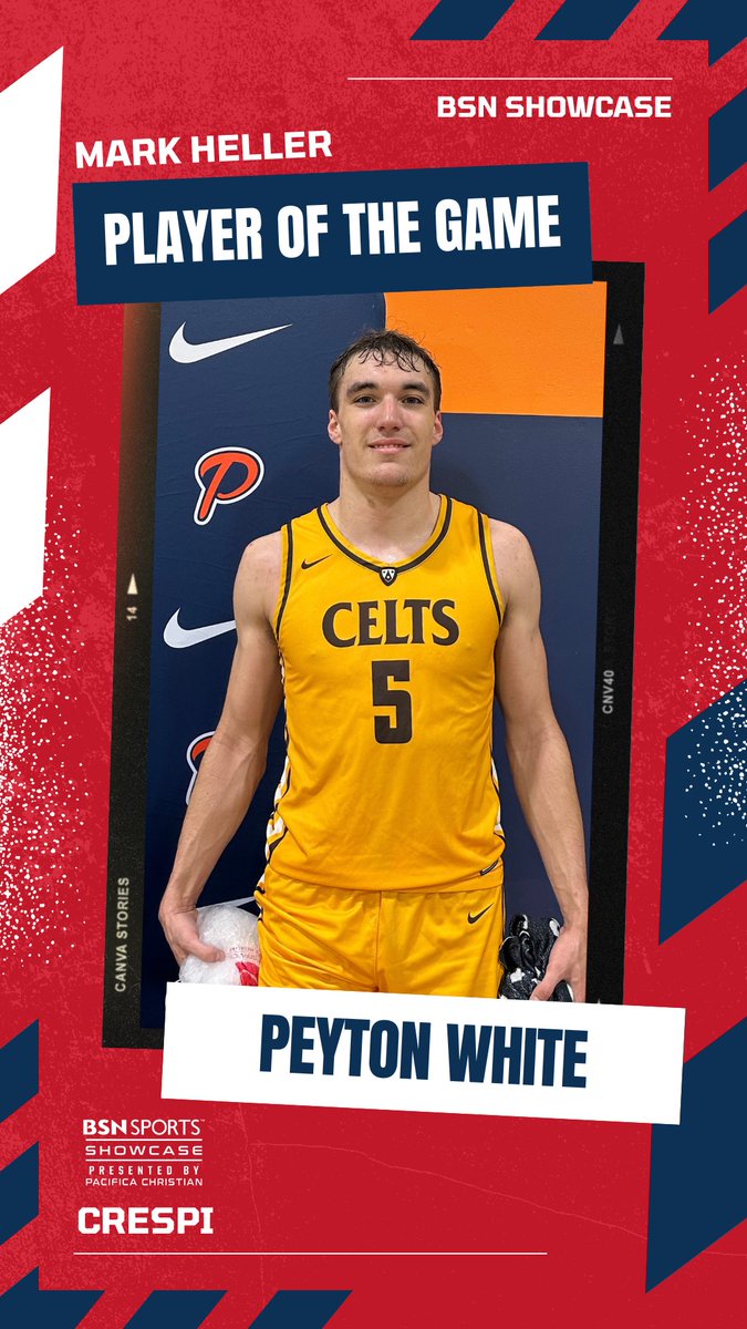 Congratulations to Peyton White from Crespi who was awarded the Mark Heller Player of the Game in the win against Modesto Christian. White had 21 points, 8 rebounds, 5 assists, and 3 steals👏