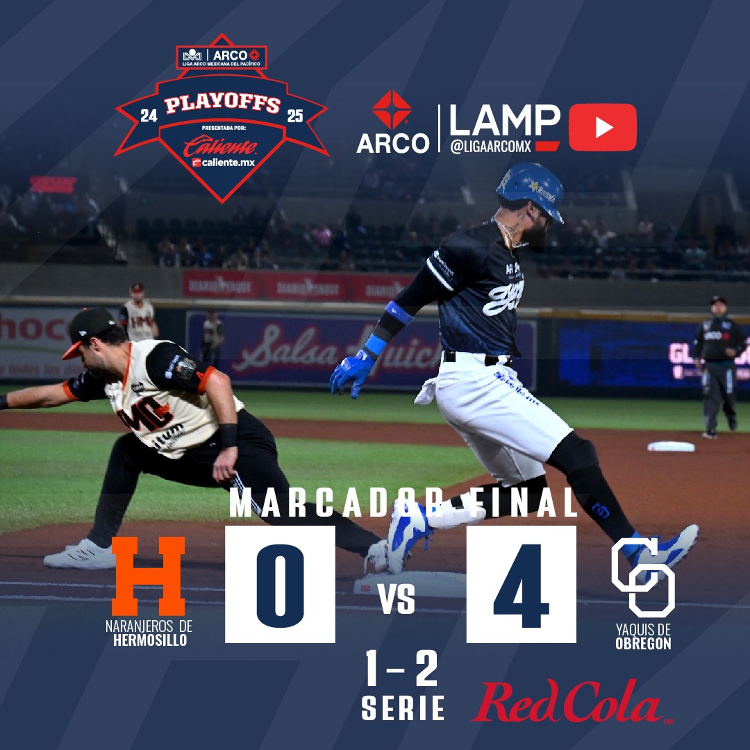 Los <a href="/yaquis_oficial/">Yaquis de Obregón 🏹</a> toman ventaja en la serie de Playoffs 🏹🪶😤 

PG: Braulio Torres-Pérez (1-0, 0.00)
PP: Wilmer Ríos (0-1, 8.31)

Pizarra de <a href="/AgaSports/">Aga Sports MX</a> 🥤

#PizarraRedCola 🥤
#LigaARCO ⚾️
#LaLigaDeMéxico 🇲🇽
