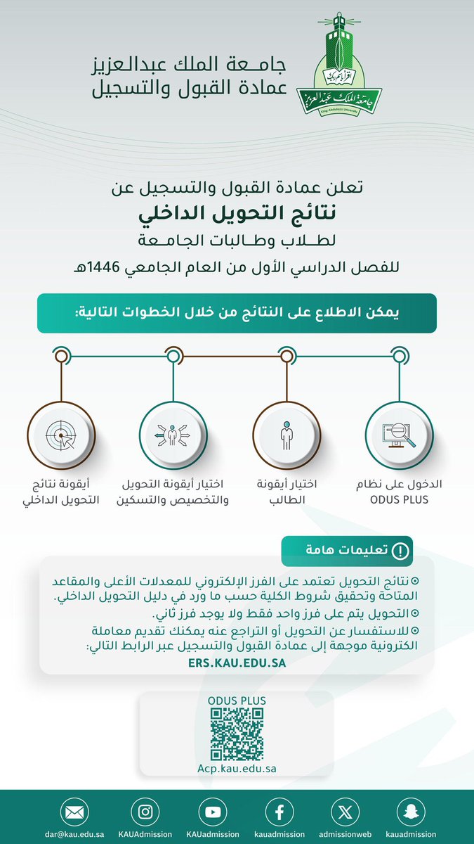 qaboolhelp12's tweet photo. تعلن عمادة القبول والتسجيل نتائج التحويل الداخلي بين الكليات لطلاب وطالبات #جامعة_الملك_عبدالعزيز للفصل الدراسي الأول، مبارك ونسأل الله التوفيق للجميع💐
 #جامعة_الملك_عبدالعزيز https://t.co/XH0PQk3rBr