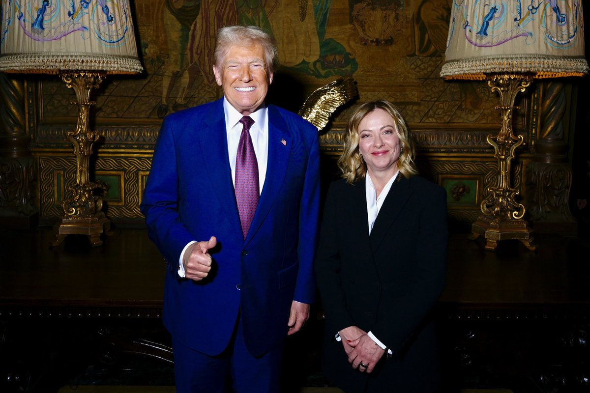 america's tweet photo. President-Elect Donald J. Trump met with Italian Prime Minister Giorgia Meloni tonight at Mar-a-Lago https://t.co/K3Zpdcjiy0