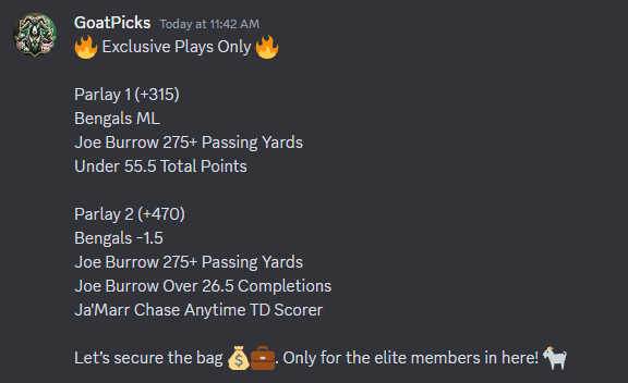 GoatSportsPick's tweet photo. ๐ฏ Exclusive Wins ๐ฏ
Rough day on free picks, but the exclusive server DELIVERED!
+315 โ
+470 โ
Exclusive members ate big! Missed out? No worriesโweโve got plenty more lined up. Join now for plays that hit when it matters. ๐ #GoatPicks #SportsBetting #SportsPicks #NFL https://t.co/3iD8cYe76S