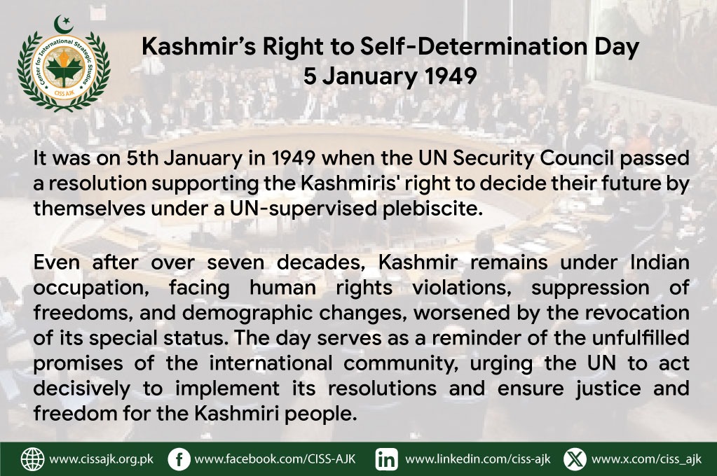 ciss_ajk's tweet photo. CISSAJK observes #5thJanuary to remind the world of their promises to Kashmiri people. After enduring 7 decades of suppression and human rights violations in IIOJK, Kashmiris are still waiting for the implementation of resolution supporting their right to self determination. https://t.co/0M2F1WKz5F