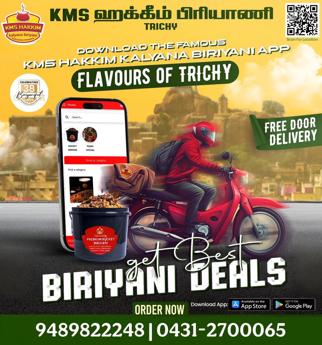 App மூலமாக ஆர்டர் செய்தால் மட்டுமே offer கிடைக்கும்

உங்கள் KMS ஹக்கீம் பிரியாணி  ஸ்பெஷல் பிரியாணி விருந்து 

Dial for Delivery - +91 94898 22248
Dowload the App Now
Kms Hakkim Kalyana Biryani
Get Best Deal

Android :
play.google.com/store/apps/det…

Apple :
apps.apple.com/in/app/kms-hak…