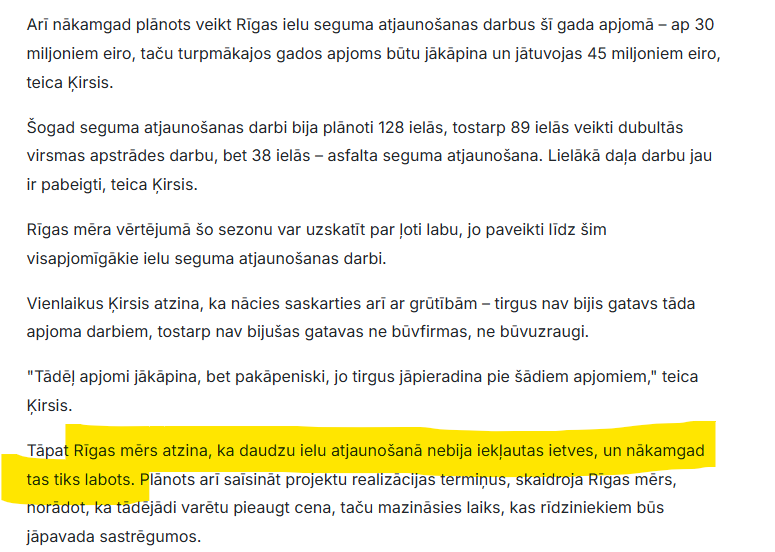 saliktengriba's tweet photo. Atgādināšu, ka vēl pavisam nesen Vilnis Ķirsis solīja, ka šogad, 2025. gadā tiks labota situācija, kad remontē brauktuves, bet neremontē ietves.

Meloja... https://t.co/imiBuXxfV6