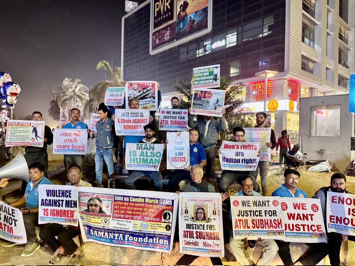 Glimpse of #JusticeForAtulSubhash event...🎥
@ Motera #Ahmedabad (Dt 04-01-2025)

#CandleMarchForAtul🕯
#Justice4AtulSubhash⚖️
#JusticeIsDue🚨
#IAmAtulSubhash
#NoMoreAtulSubhash
#JudiciaryGetWellSoon
#AlimonyScam
#MartyrsOfMarriage
#LegalTerrorism

<a href="/sifgujarat/">Samanta Foundations(SIF Gujarat)</a>
#SamantaFoundation